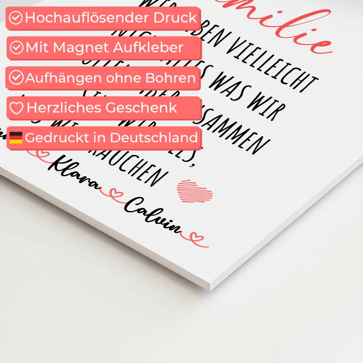 Wandbild Familie Personalisiert mit Fotocollage Familie Wir Sind Alles für dein Zuhause