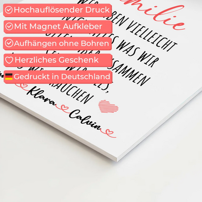 Wandbild Familie Personalisiert mit Fotocollage Familie Wir Sind Alles für dein Zuhause