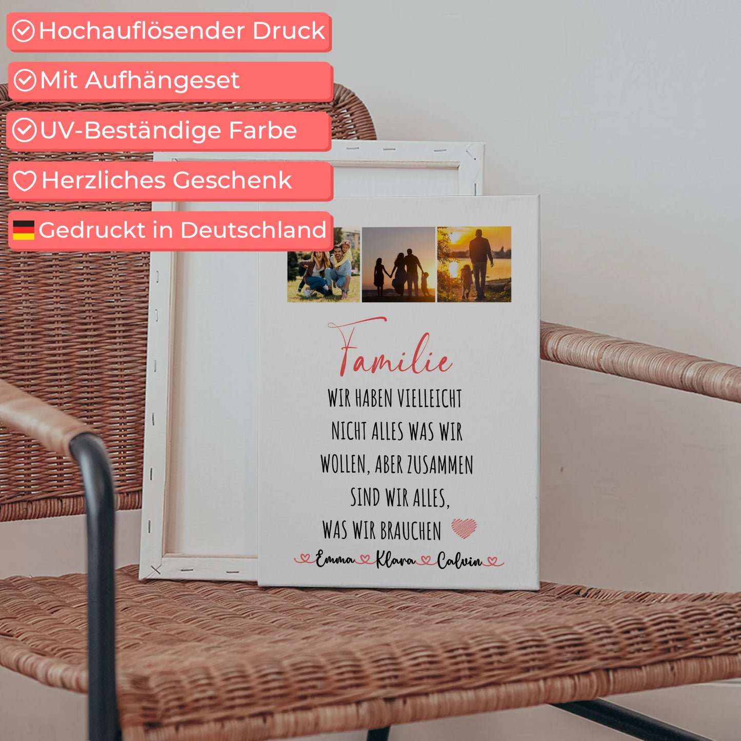 Leinwand Wandbild Familie Personalisiert Fotocollage Familie Wir Sind Alles 5