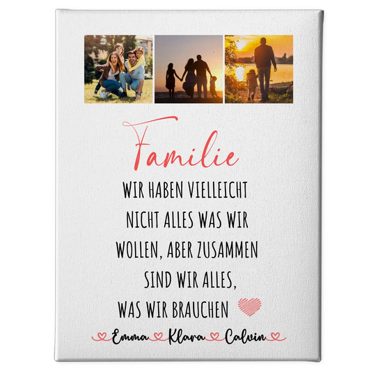 Leinwand Wandbild Familie Personalisiert Fotocollage Familie Wir Sind Alles 1