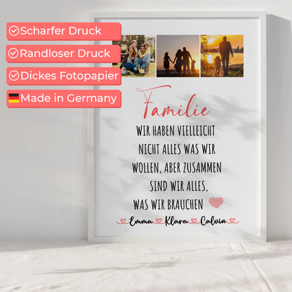 Personalisierte Poster Familie Namen Fotocollage Familie Wir Sind Alles Geschenk