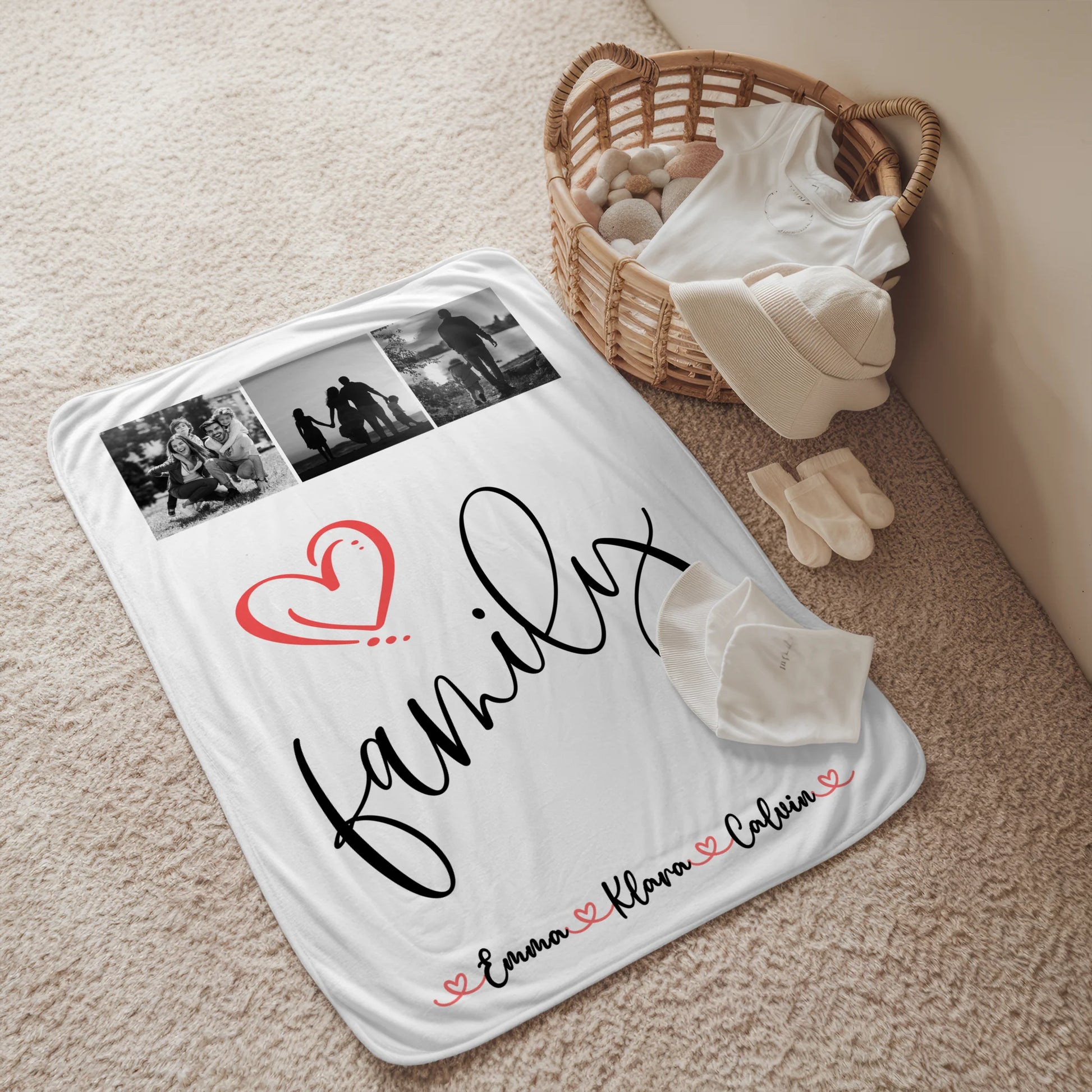 Personalisierte Decke Mit Namen Fotocollage für Familie Family Geschenkidee für die ganze Familie 2