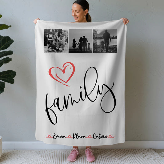 Personalisierte Decke Mit Namen Fotocollage für Familie Family Geschenkidee für die ganze Familie 1
