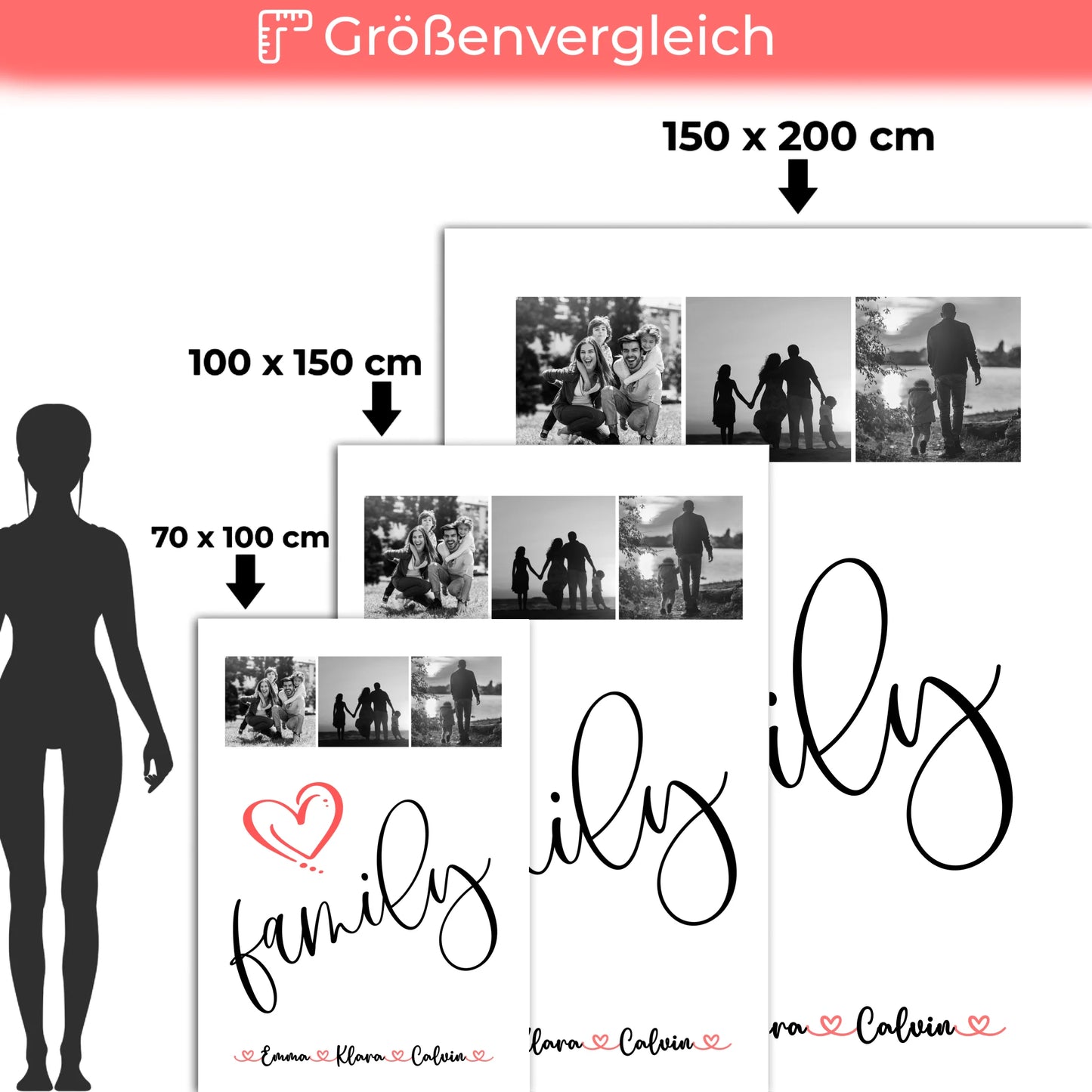 Personalisierte Decke Mit Namen Fotocollage für Familie Family Geschenkidee für die ganze Familie 5