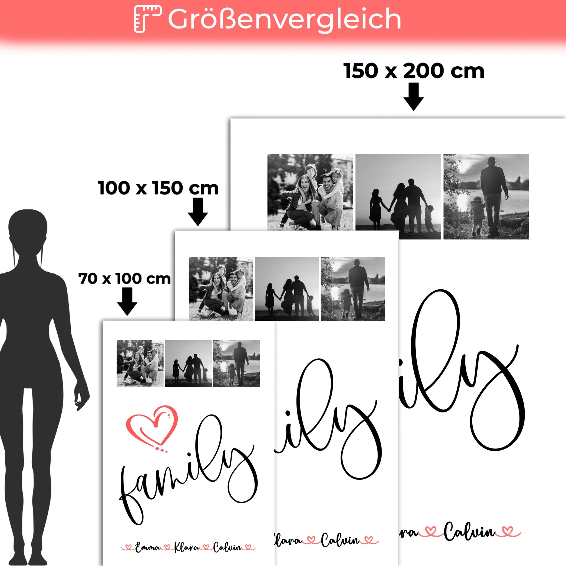 Personalisierte Decke Mit Namen Fotocollage für Familie Family Geschenkidee für die ganze Familie 5