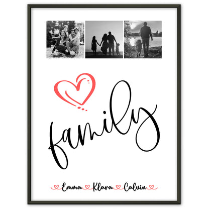 Personalisierte Familienposter Mit Namen Fotocollage für Familie Family Geschenk