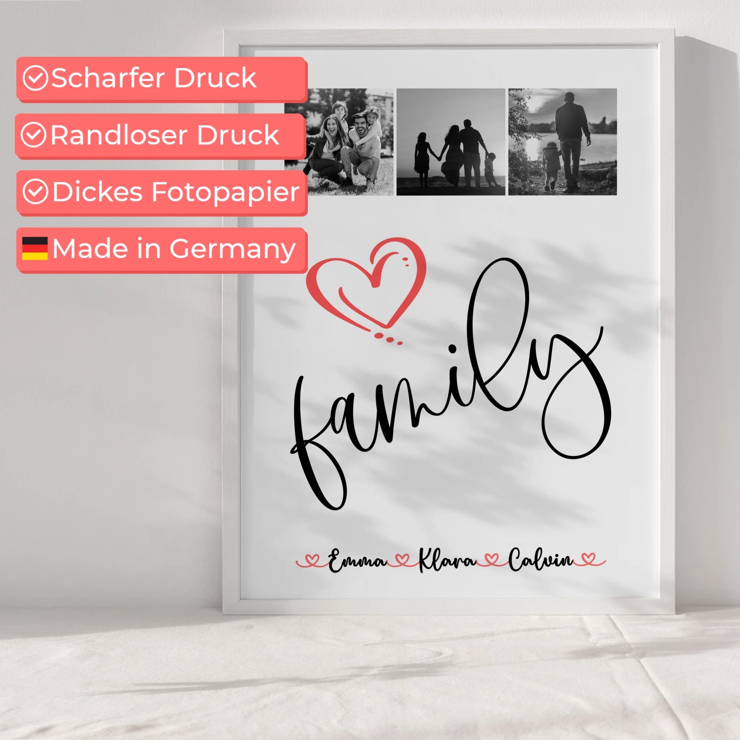 Personalisierte Familienposter Mit Namen Fotocollage für Familie Family Geschenk