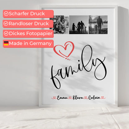 Personalisierte Familienposter Mit Namen Fotocollage für Familie Family Geschenk