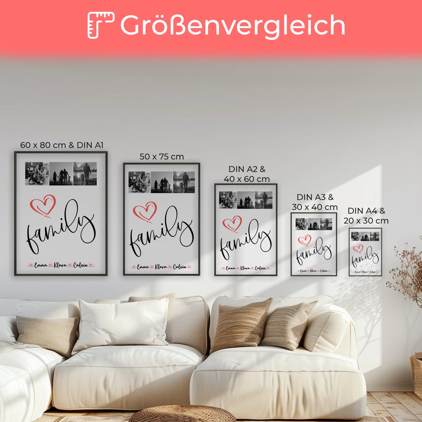 Personalisierte Familienposter Mit Namen Fotocollage für Familie Family Geschenk