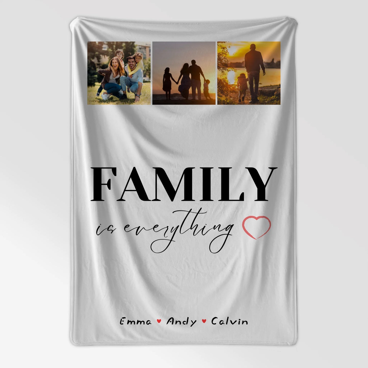 Namensdecke Familie Fotocollage Family Is Everything personalisiertes Geschenk für Familie 7