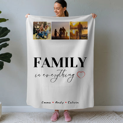 Namensdecke Familie Fotocollage Family Is Everything personalisiertes Geschenk für Familie 1
