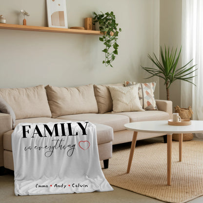 Namensdecke Familie Fotocollage Family Is Everything personalisiertes Geschenk für Familie 4