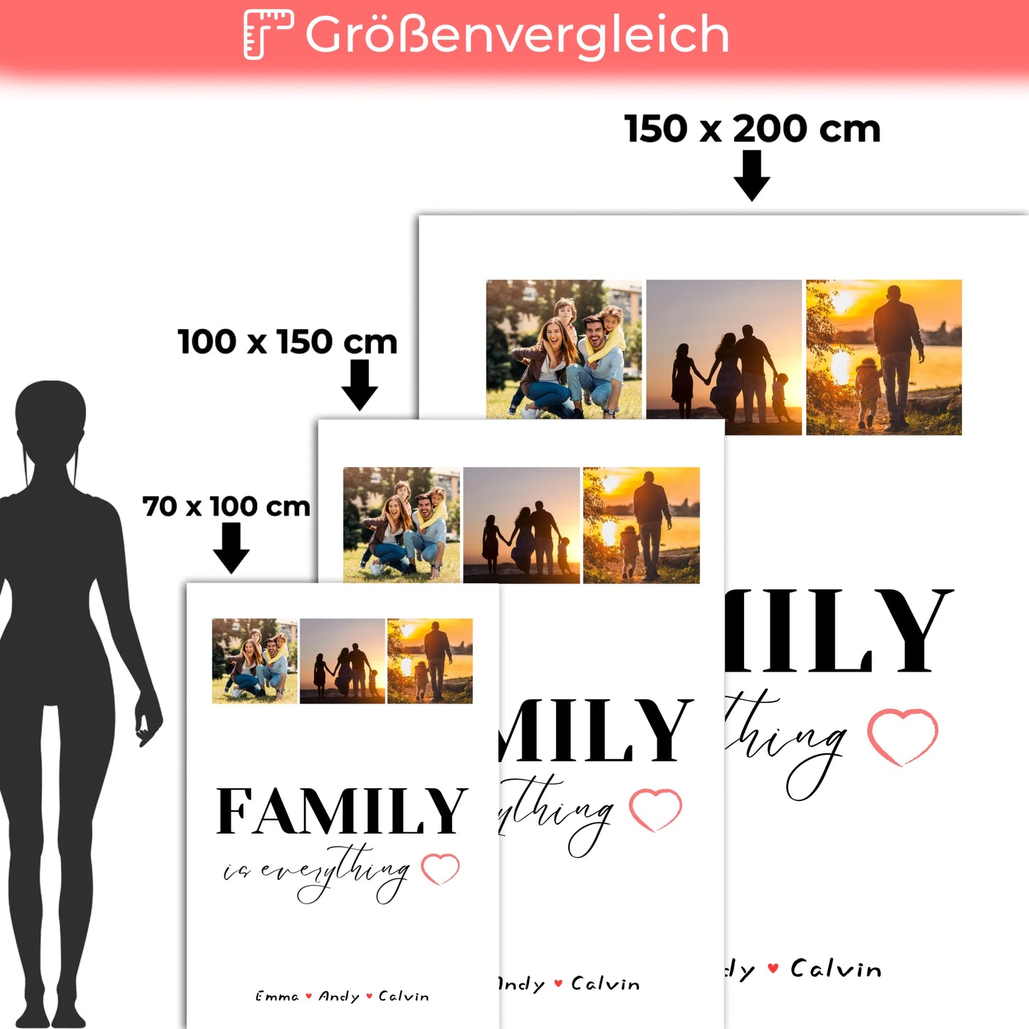 Namensdecke Familie Fotocollage Family Is Everything personalisiertes Geschenk für Familie 5