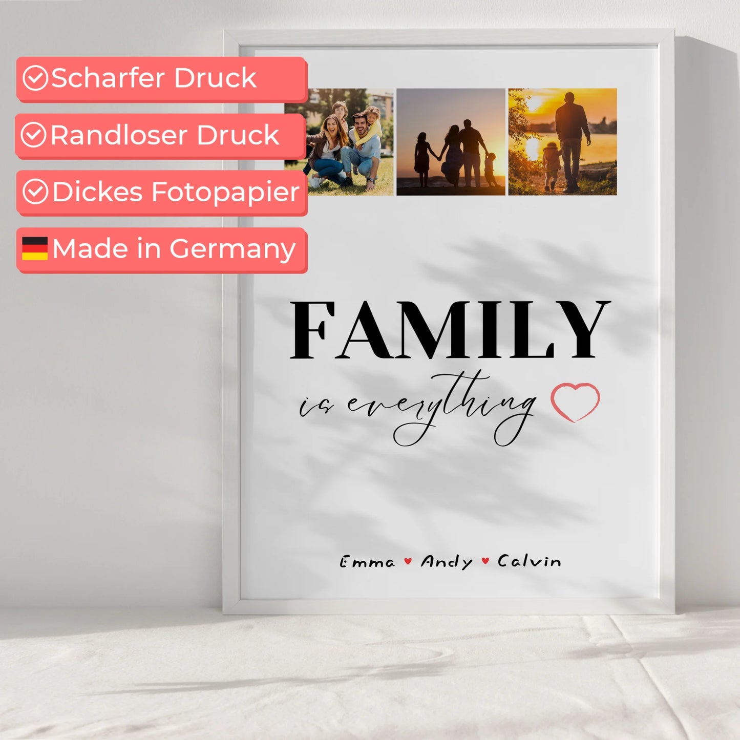 Personalisierte Familienposter mit Namen Familie Fotocollage Family Is Everything Geschenk