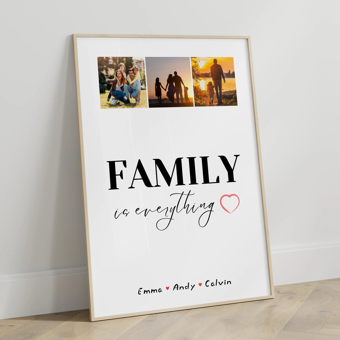 Personalisierte Familienposter mit Namen Familie Fotocollage Family Is Everything Geschenk