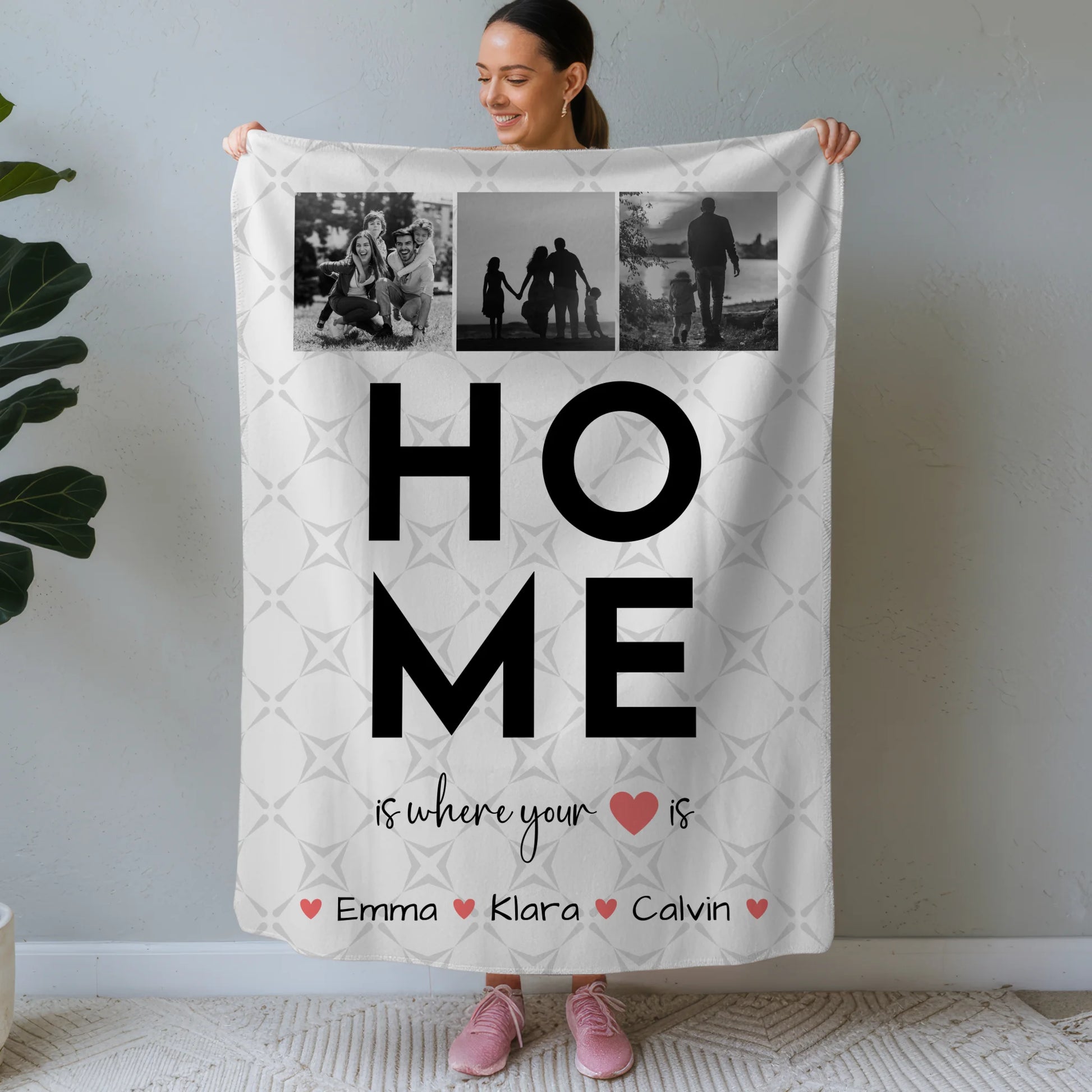 Kuscheldecke Mit Namen Geschenk Fotocollage Familie Home Is Where Your Heart Is Personalisiertes Geschenk 1
