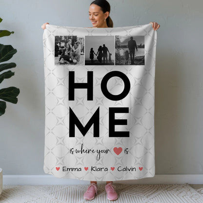 Kuscheldecke Mit Namen Geschenk Fotocollage Familie Home Is Where Your Heart Is Personalisiertes Geschenk 1