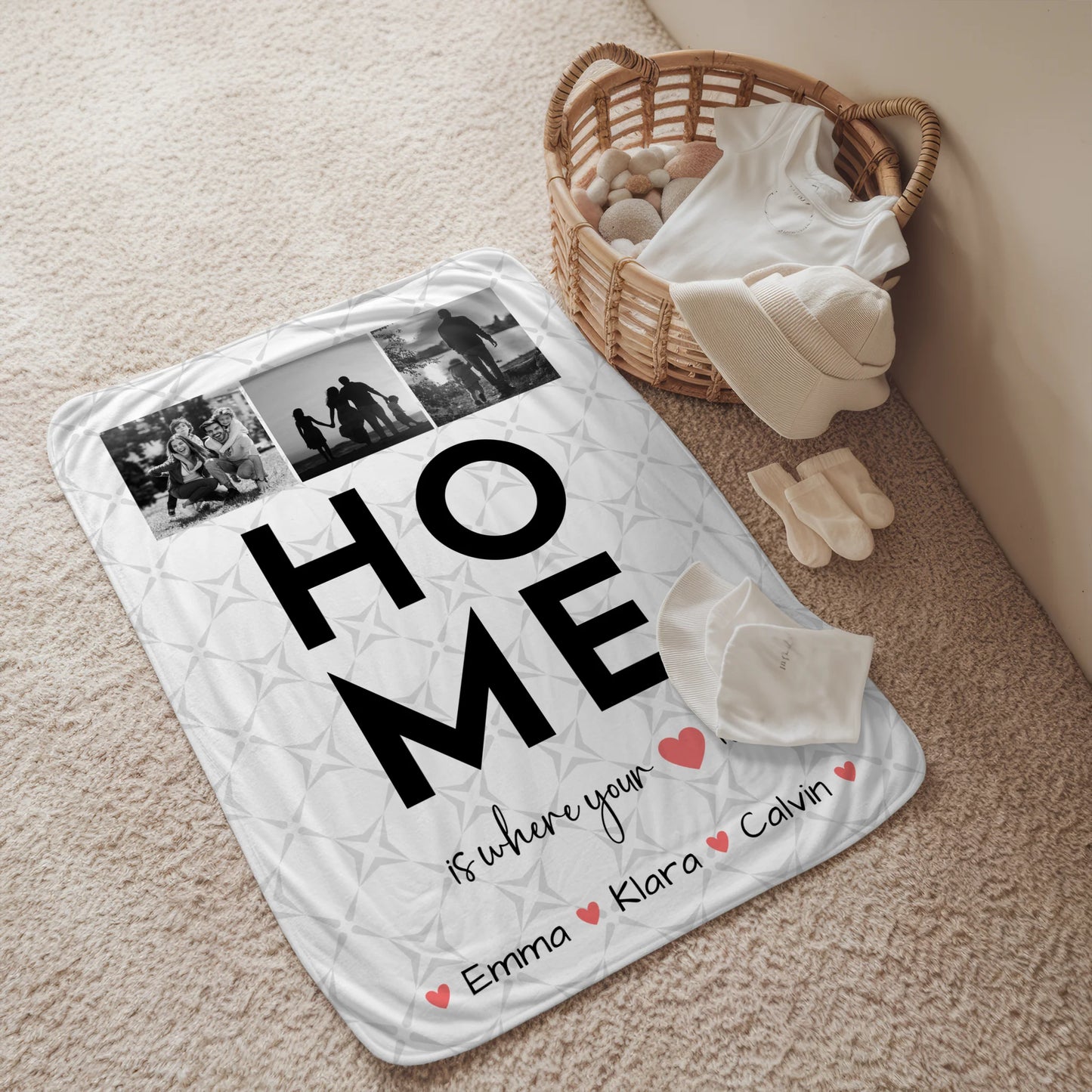 Kuscheldecke Mit Namen Geschenk Fotocollage Familie Home Is Where Your Heart Is Personalisiertes Geschenk 2