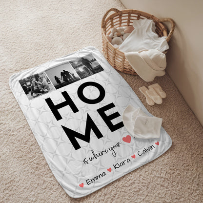 Kuscheldecke Mit Namen Geschenk Fotocollage Familie Home Is Where Your Heart Is Personalisiertes Geschenk 2