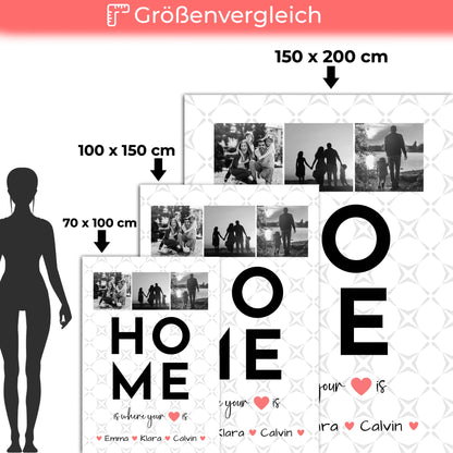 Kuscheldecke Mit Namen Geschenk Fotocollage Familie Home Is Where Your Heart Is Personalisiertes Geschenk 5