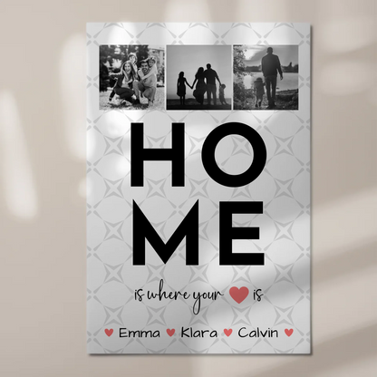 Familienbild Personalisiert Fotoboard Geschenk Fotocollage Familie Home Is Where Your Heart Is