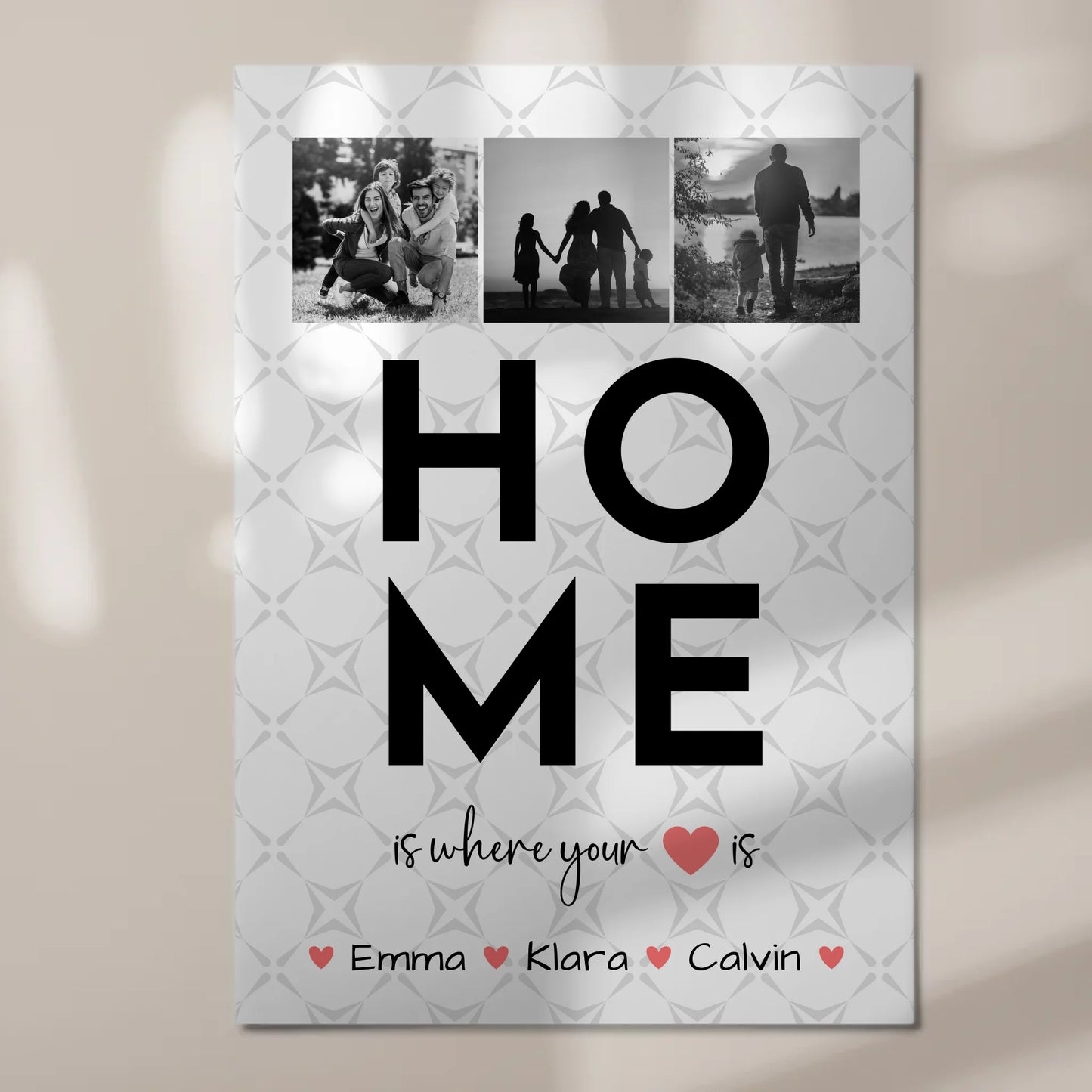 Familienbild Personalisiert Fotoboard Geschenk Fotocollage Familie Home Is Where Your Heart Is