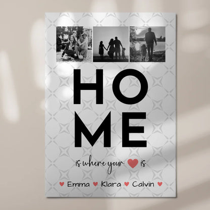 Familienbild Personalisiert Fotoboard Geschenk Fotocollage Familie Home Is Where Your Heart Is