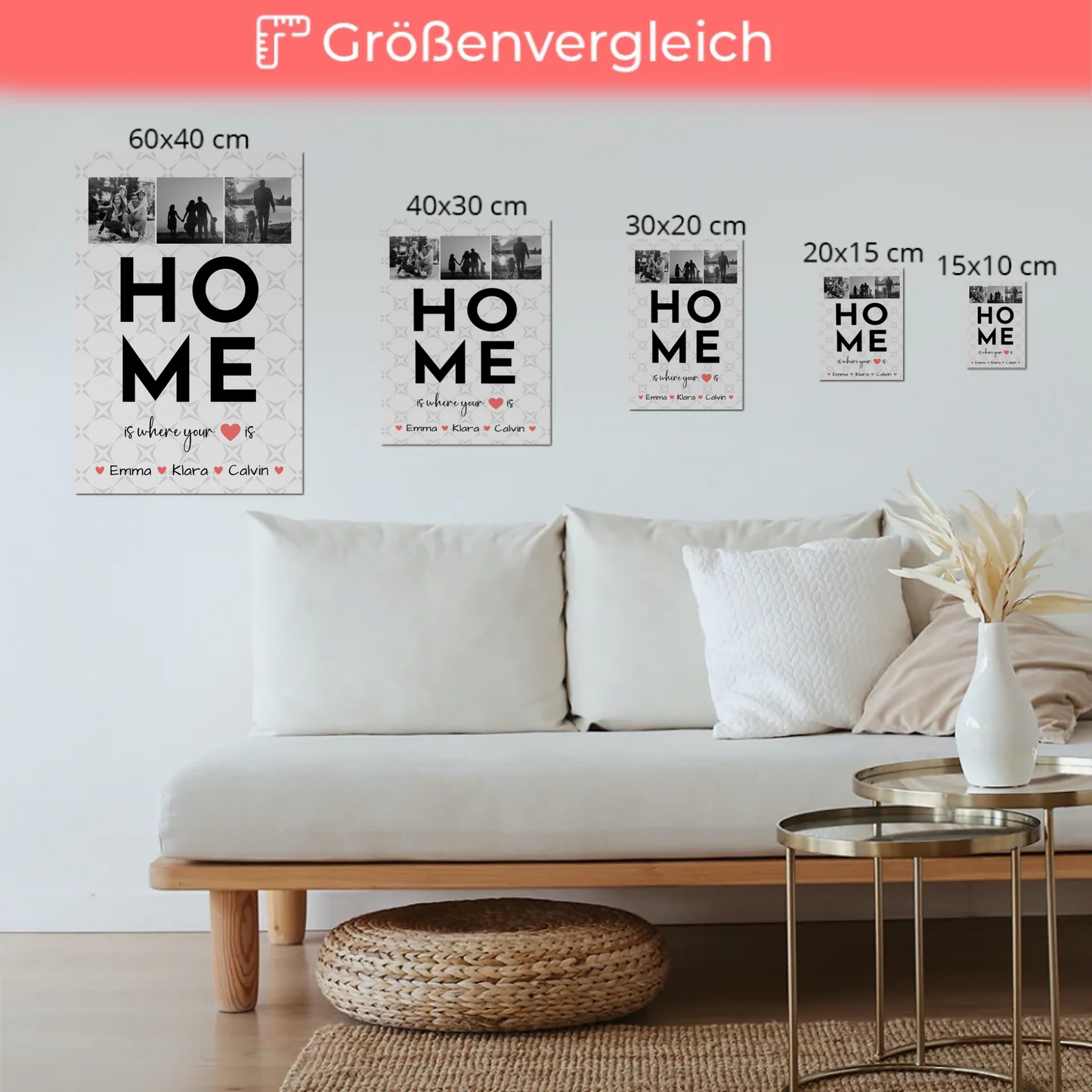 Familienbild Personalisiert Fotoboard Geschenk Fotocollage Familie Home Is Where Your Heart Is