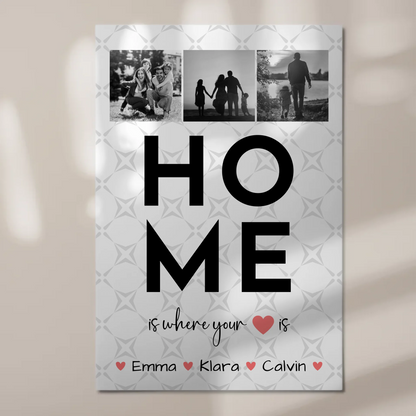 Familienbild Personalisiert Fotoboard Geschenk Fotocollage Familie Home Is Where Your Heart Is