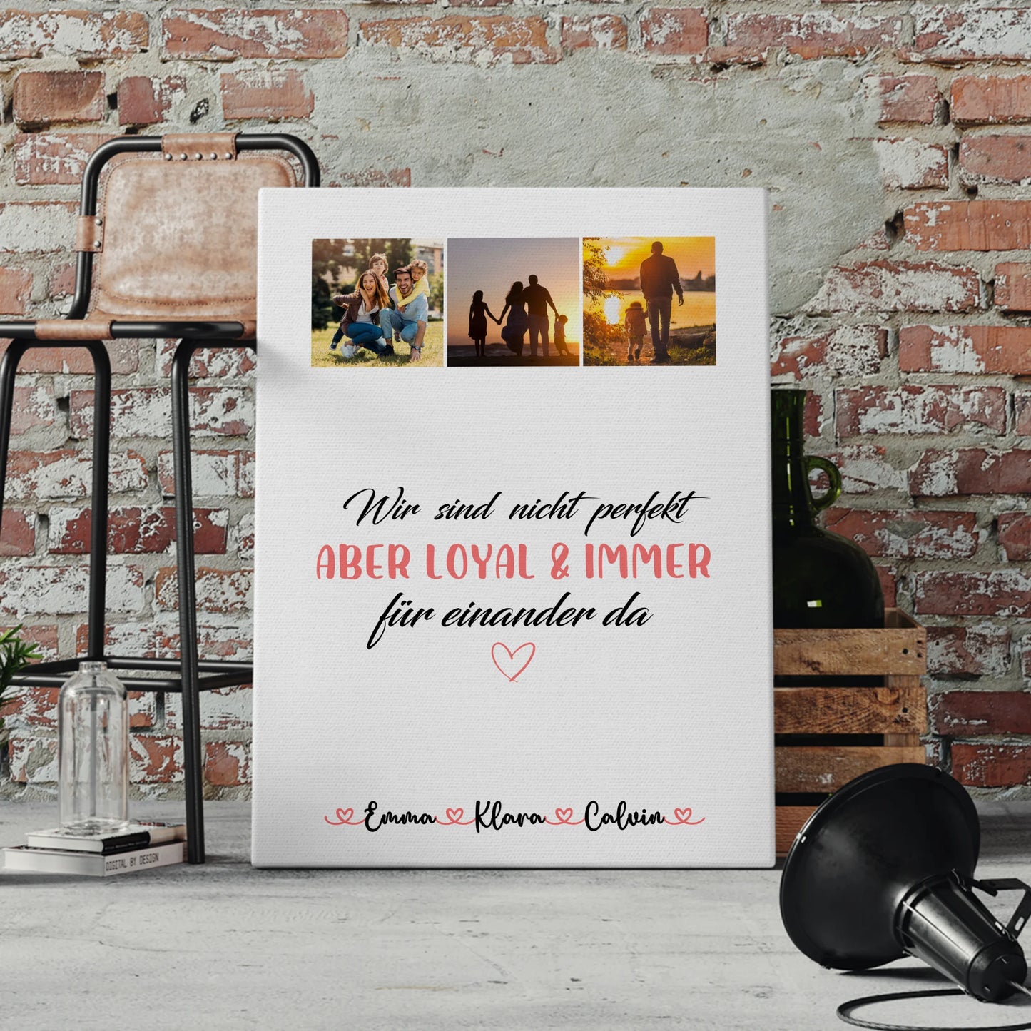 Leinwand Wandbild Familie Personalisiert Fotocollage Familie Nicht Perfekt Aber Loyal 4