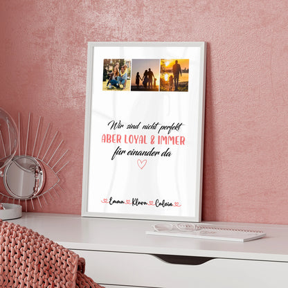 Personalisiertes Poster Mit Namen Familie Fotocollage Familie Nicht Perfekt Aber Loyal