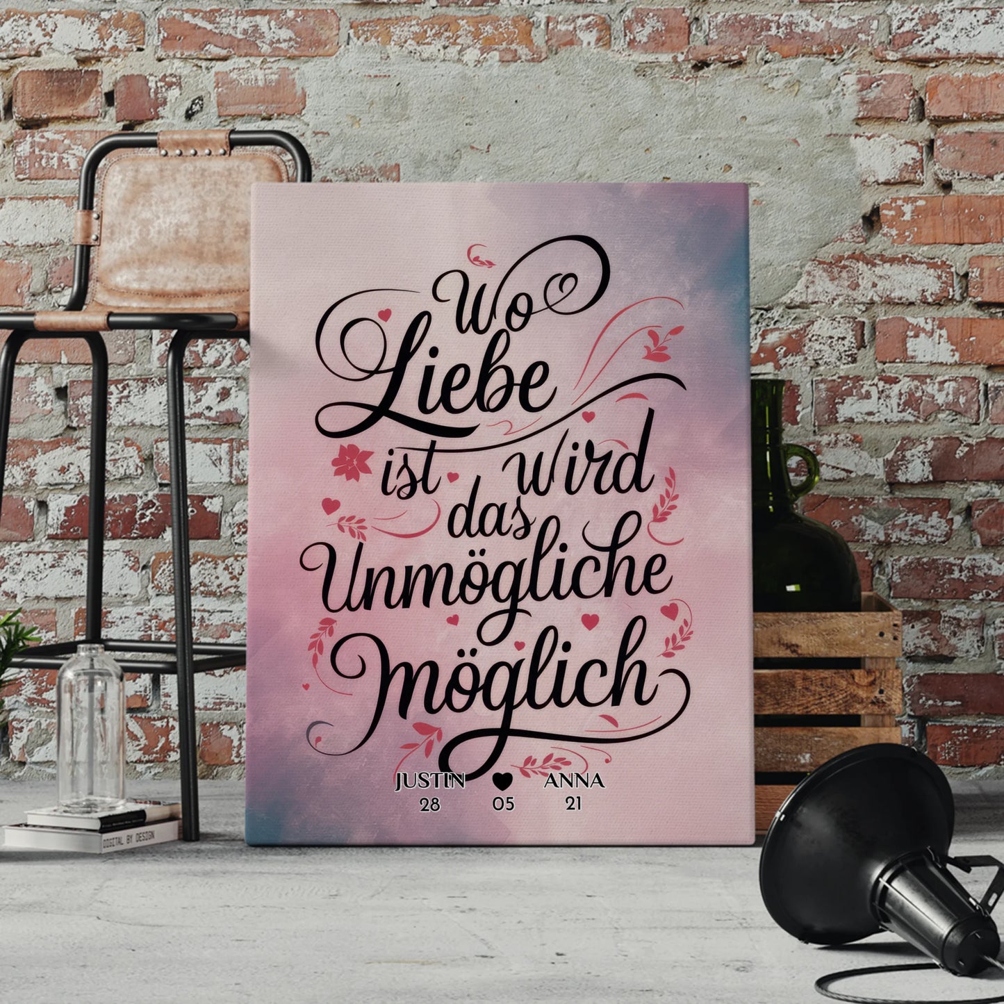 Leinwand Liebe Personalisiert Wo Liebe Ist Wird Das Unmögliche Möglich