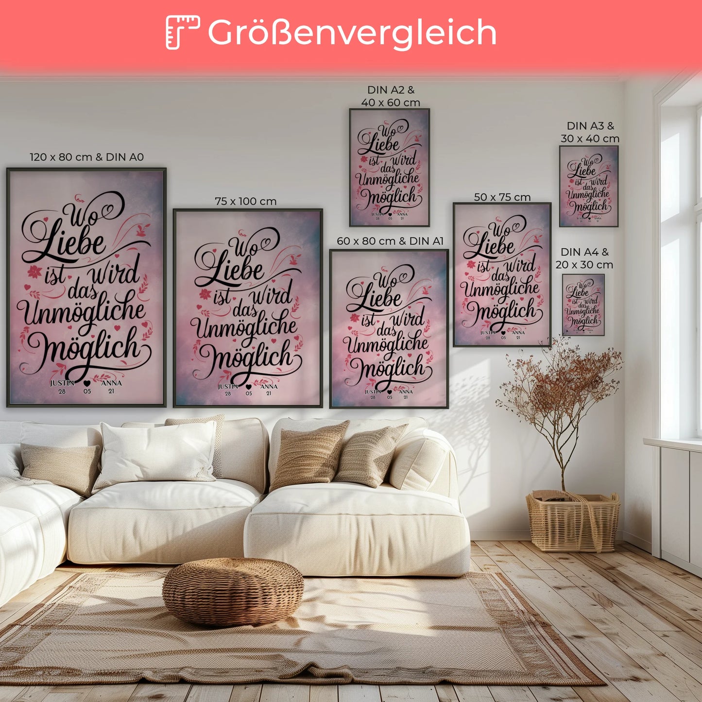 Poster Liebe Personalisiert Wo Liebe Ist Wird Das Unmögliche Möglich