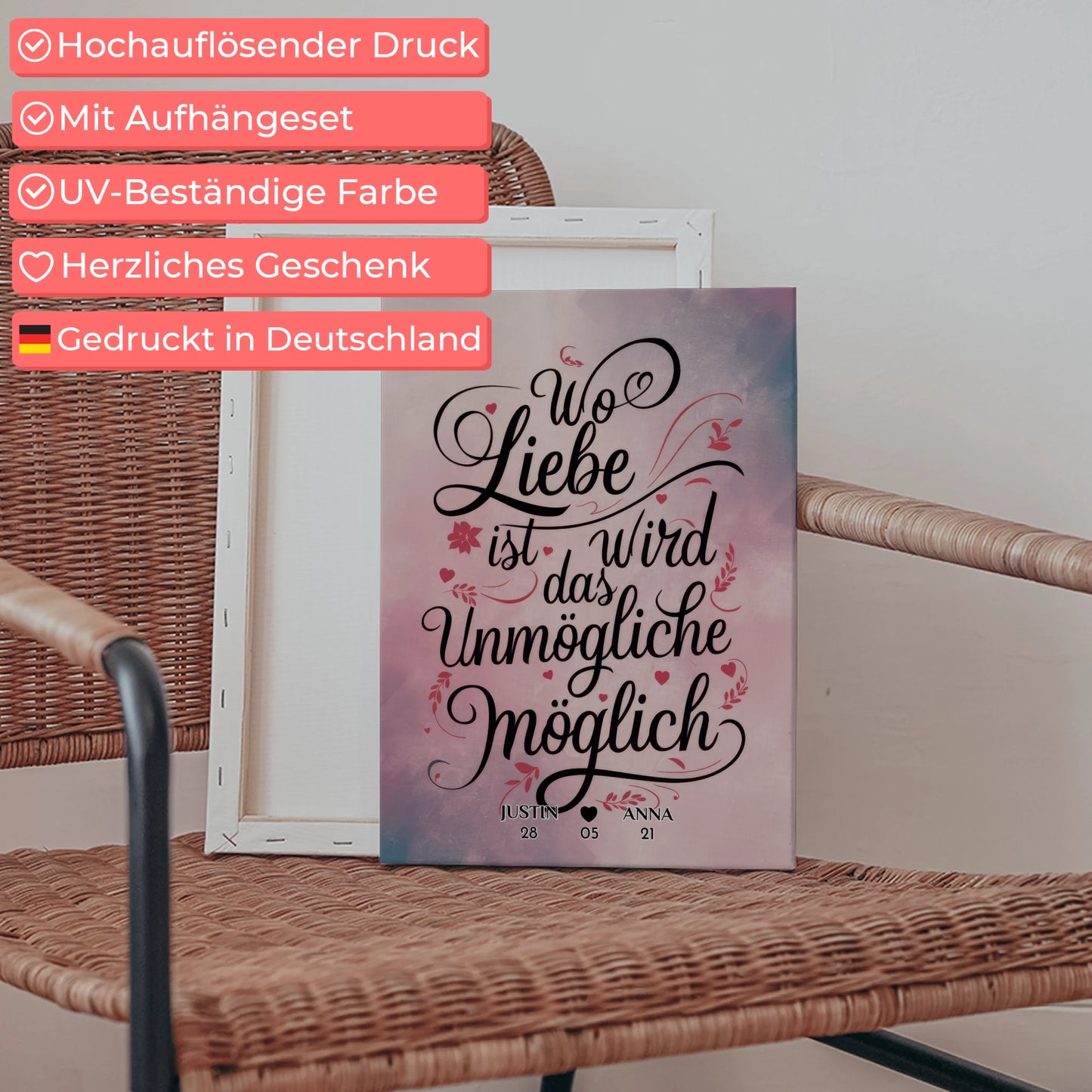 Leinwand Liebe Personalisiert Wo Liebe Ist Wird Das Unmögliche Möglich