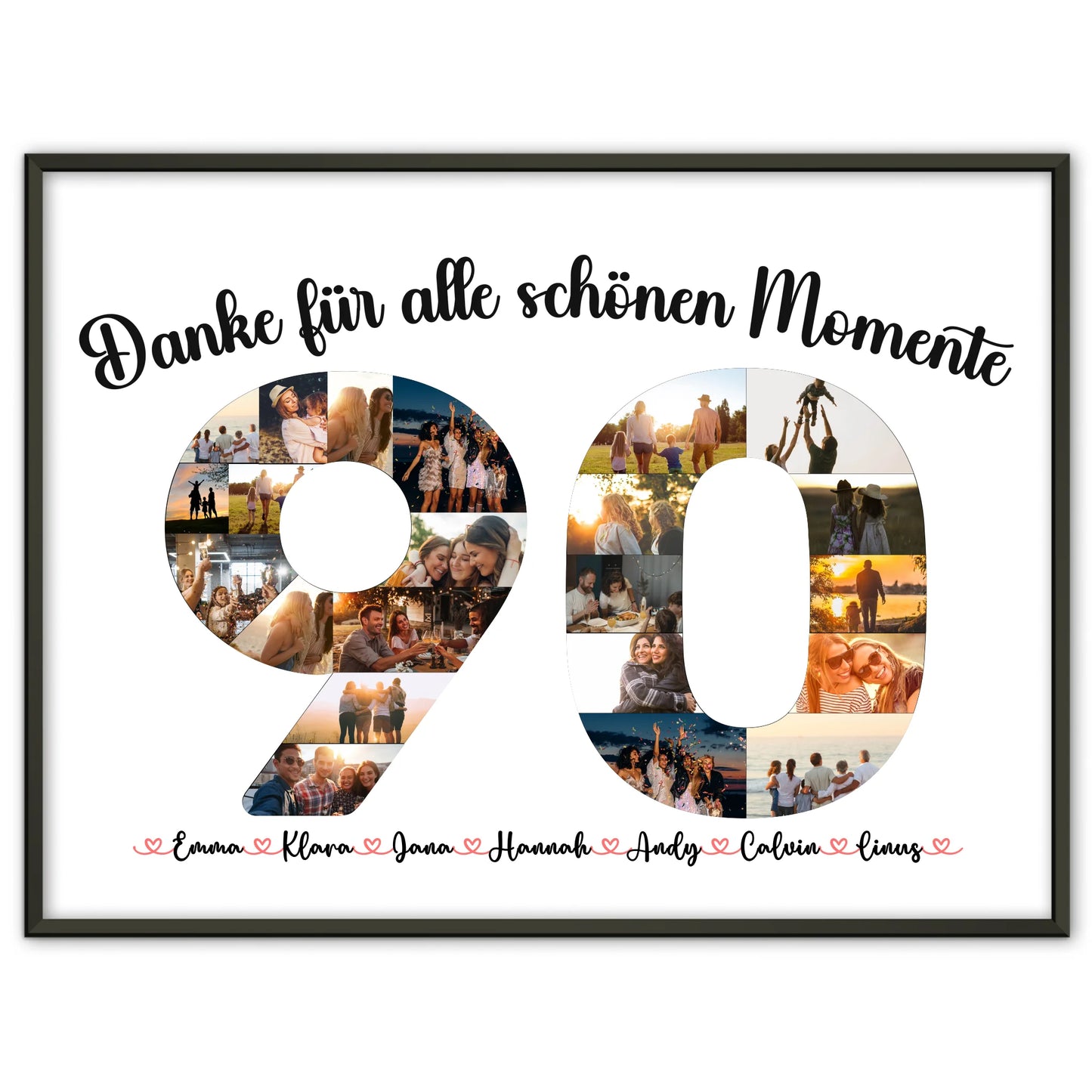 Individuelles Poster 90 Geburtstag Danke für Momente mit Fotos