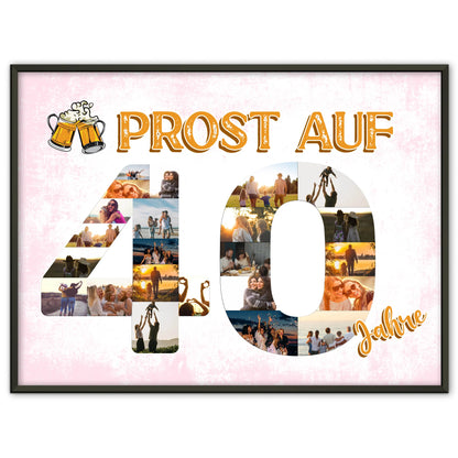 Poster Geschenk personalisiert Prost Auf 40 Geburtstag Für Männer Bier