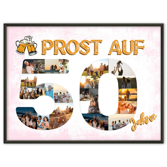 Poster Geschenk Prost Auf 50 Geburtstag Für Männer Bier