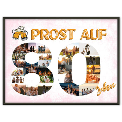 Poster als Geschenkidee Prost Auf 80 Geburtstag Für Männer Bier