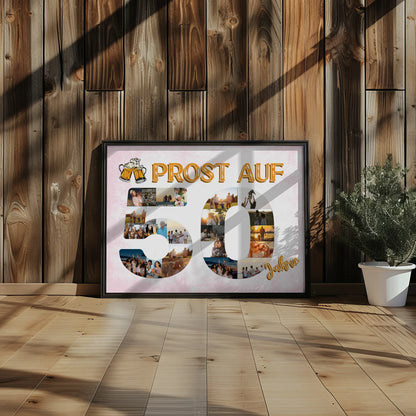 Poster Geschenk Prost Auf 50 Geburtstag Für Männer Bier