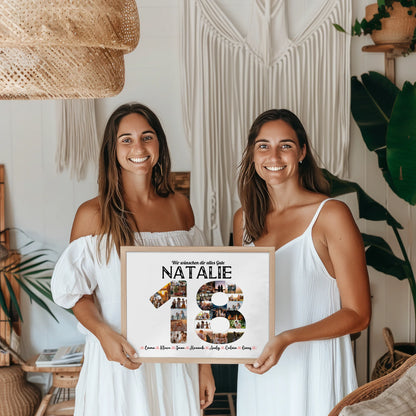 Geschenkposter personalisiert 18 Geburstag mit Name & Fotos in Zahlen