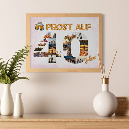 Poster Geschenk personalisiert Prost Auf 40 Geburtstag Für Männer Bier