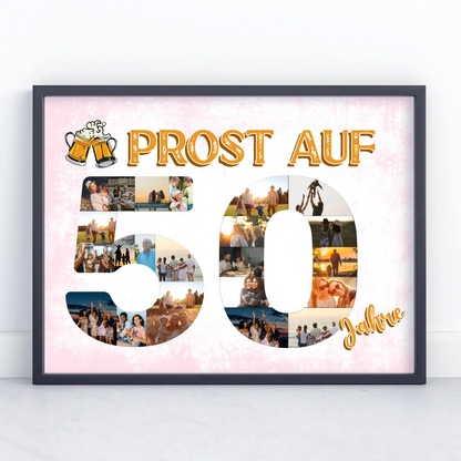 Poster Geschenk Prost Auf 50 Geburtstag Für Männer Bier