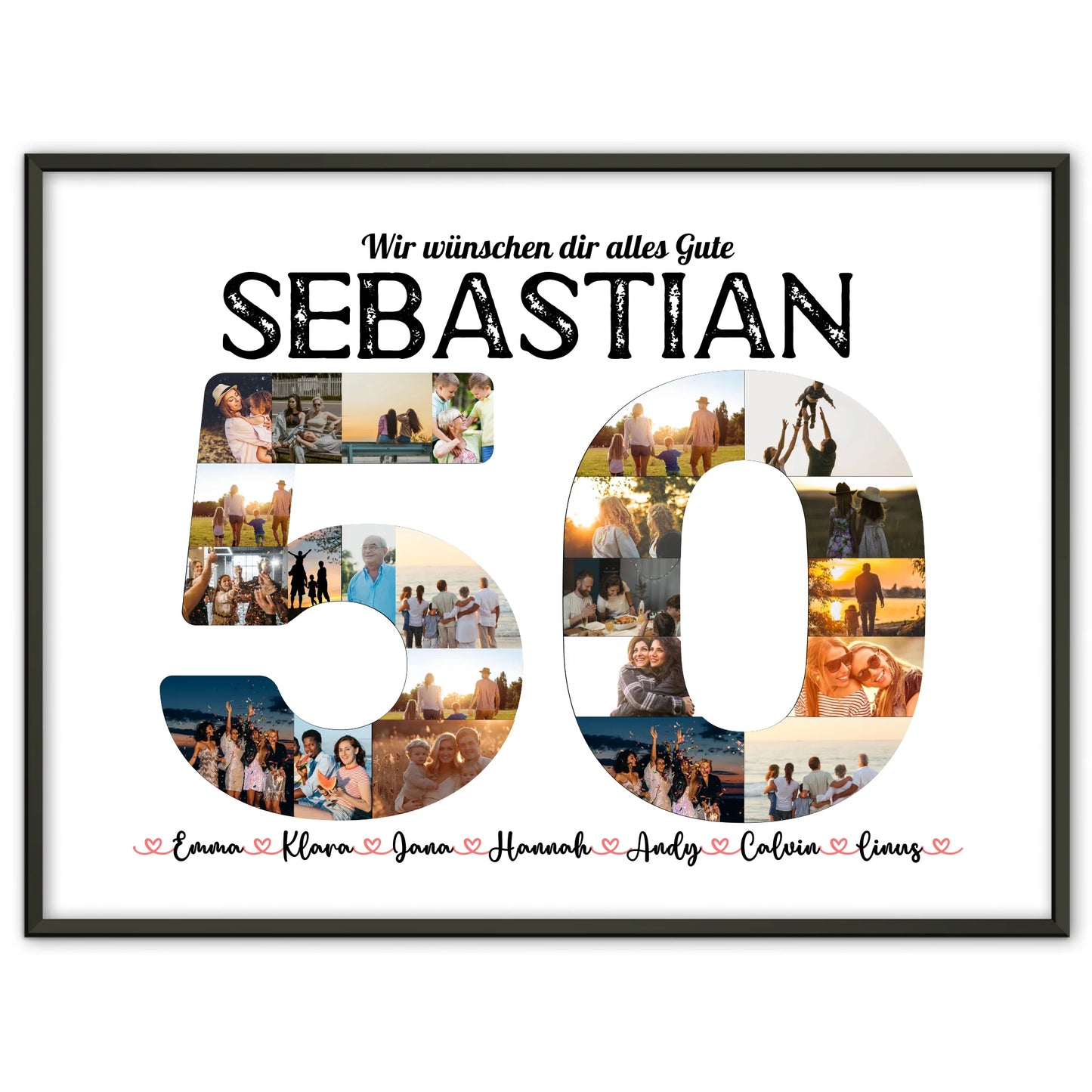 Individuelles Poster 50 Geburstag mit Name & Fotos in Zahlen
