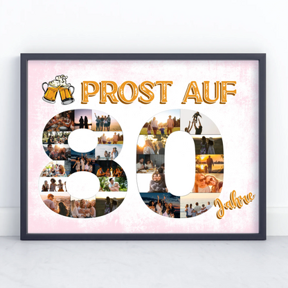 Poster als Geschenkidee Prost Auf 80 Geburtstag Für Männer Bier