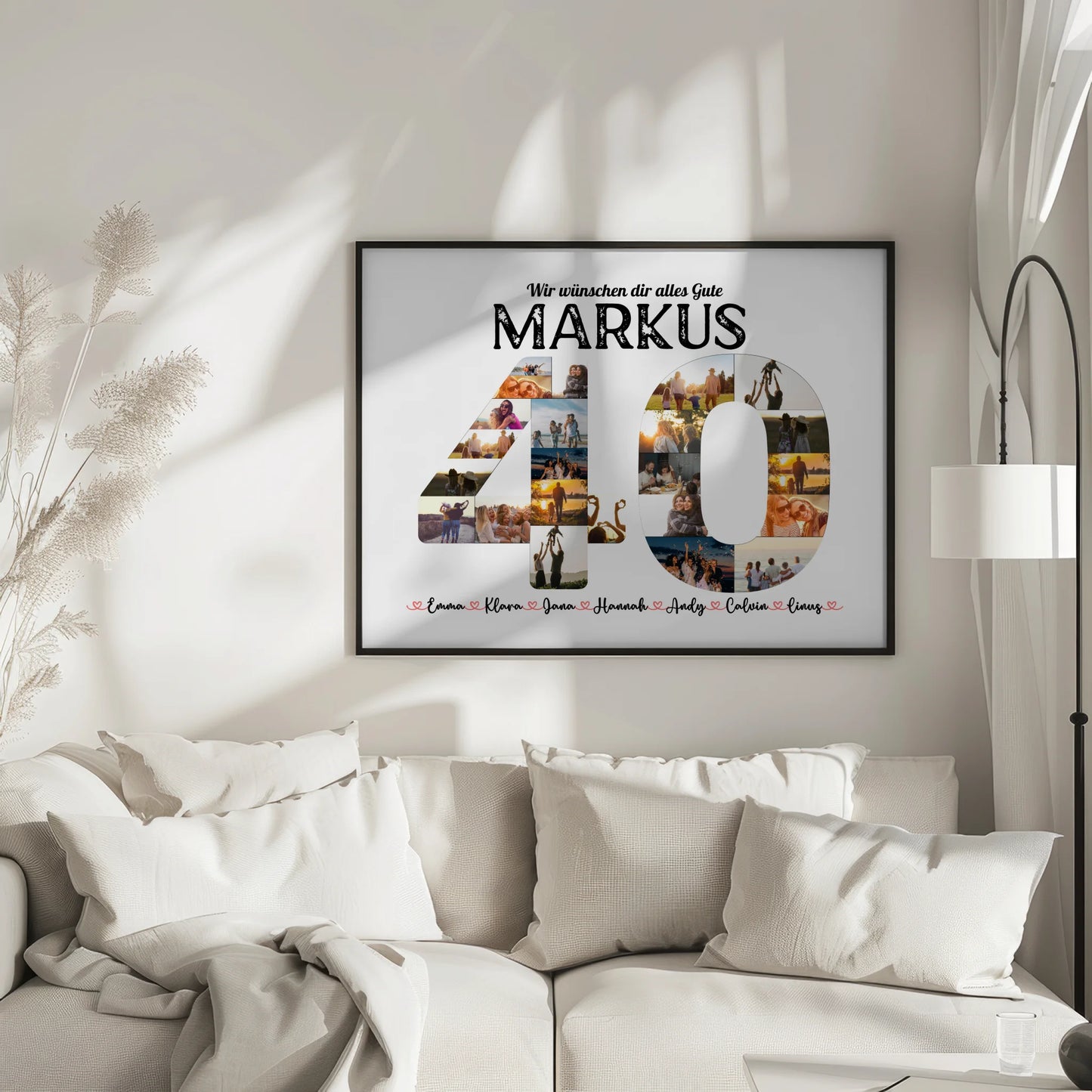Geburtstagsposter personalisiert 40 Geburstag mit Name & Fotos in Zahlen