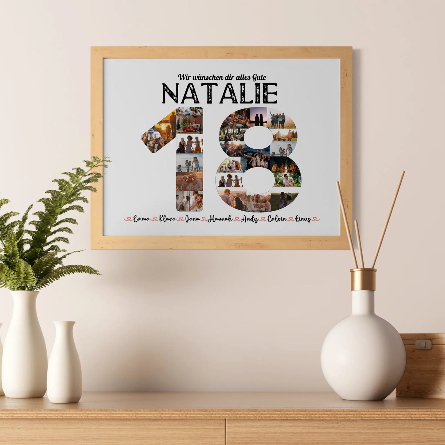 Geschenkposter personalisiert 18 Geburstag mit Name & Fotos in Zahlen
