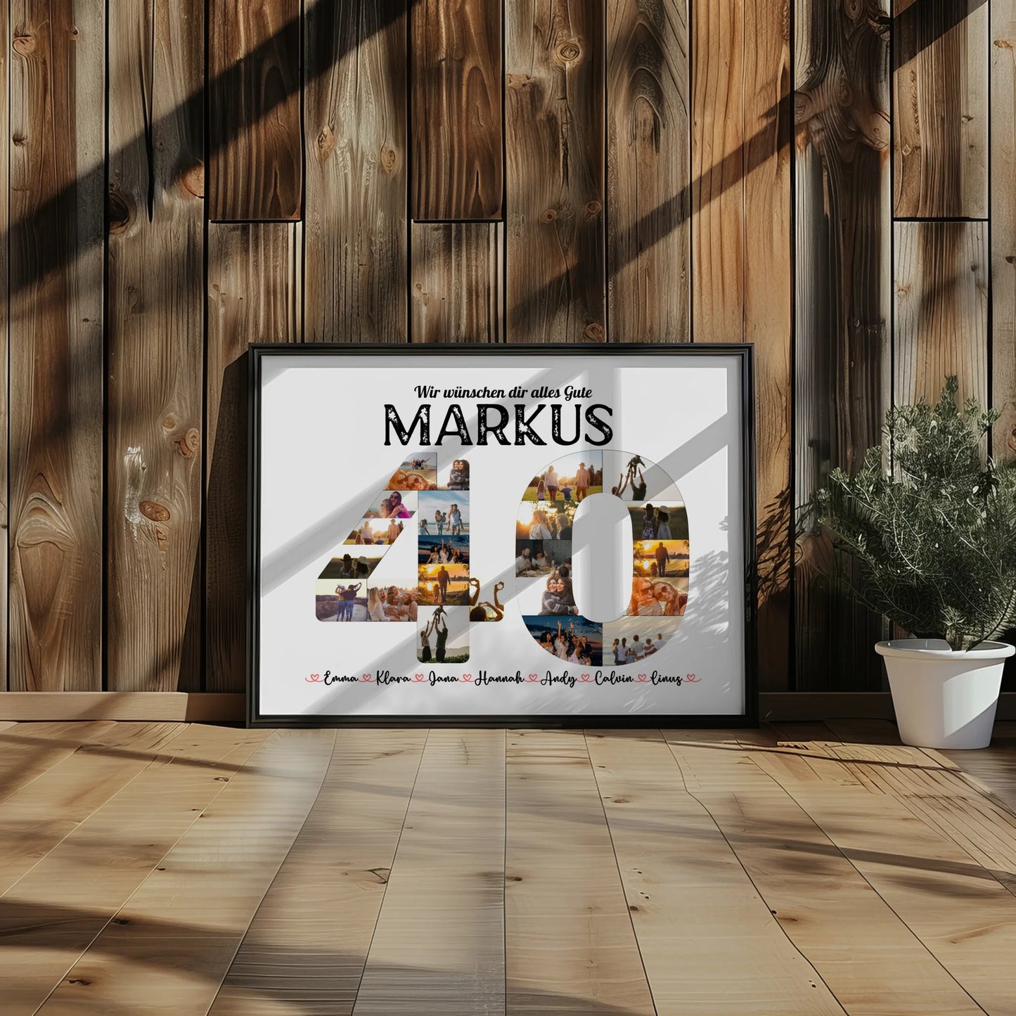 Geburtstagsposter personalisiert 40 Geburstag mit Name & Fotos in Zahlen