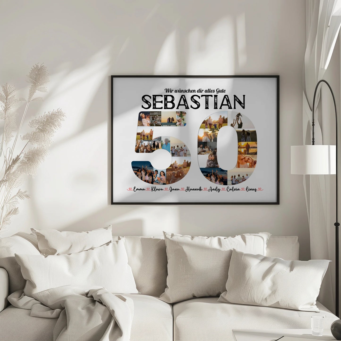 Individuelles Poster 50 Geburstag mit Name & Fotos in Zahlen