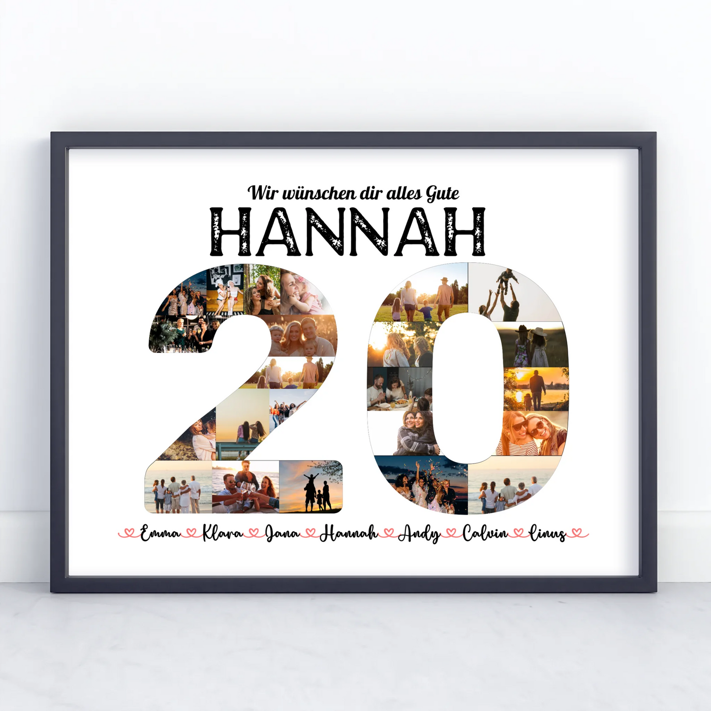 Poster personalisiert 20 Geburstag mit Name & Fotos in Zahlen