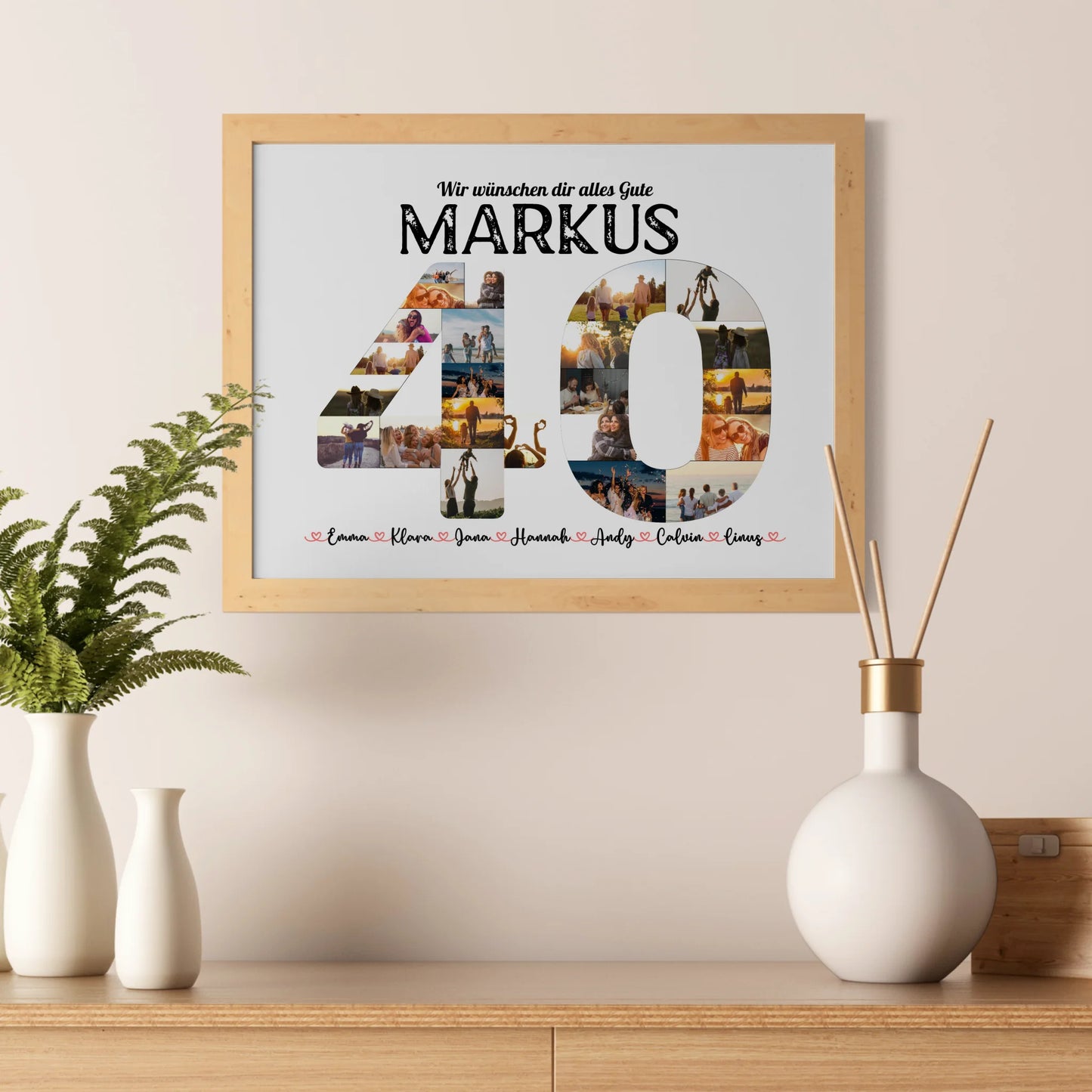 Geburtstagsposter personalisiert 40 Geburstag mit Name & Fotos in Zahlen
